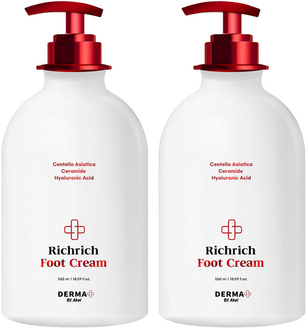 아케이 더마 리치리치 고보습 각질케어 풋크림 550ml, 2개, 1개입