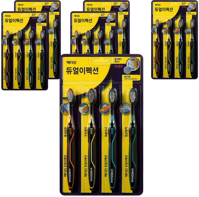 메디안 듀얼이펙션 미세모 칫솔, 4개입, 6개