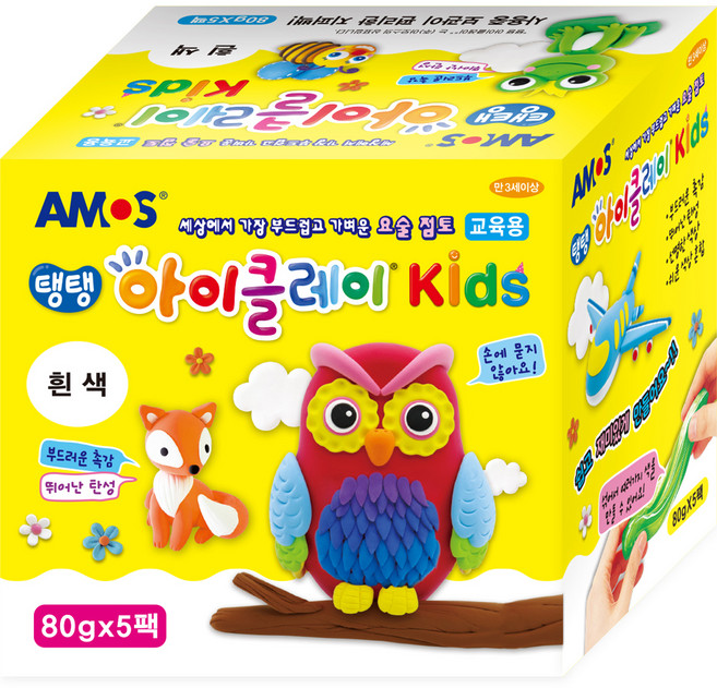 아모스 아이클레이 KIDS 5p, 흰색, 80g, 1세트