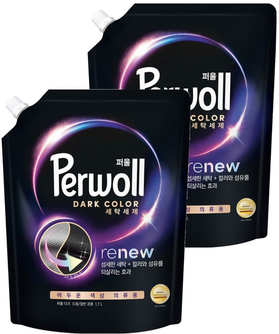 퍼울 다크 세탁세제 리필 드럼일반겸용, 1.7L, 2개