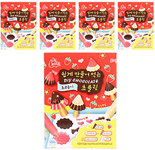 쉽게 만들어 먹는 초코송이 세트, 초코펜 + 화이트펜 + 딸기향펜 + 비스킷 + 트레이, 5세트