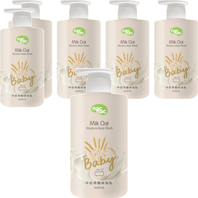 nac nac 牛奶燕麥沐浴乳, 500ml, 6瓶