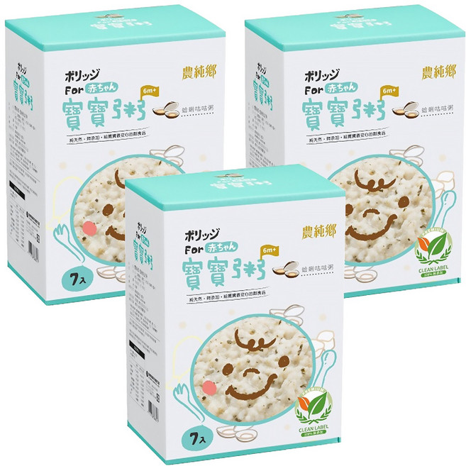農純鄉 蛤蜊咕咕粥 6個月以上 7包, 1.05kg, 3盒