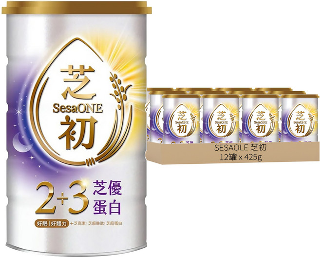 SesaONE 芝初 2+3芝優蛋白 機能芝麻粉, 425g, 12罐