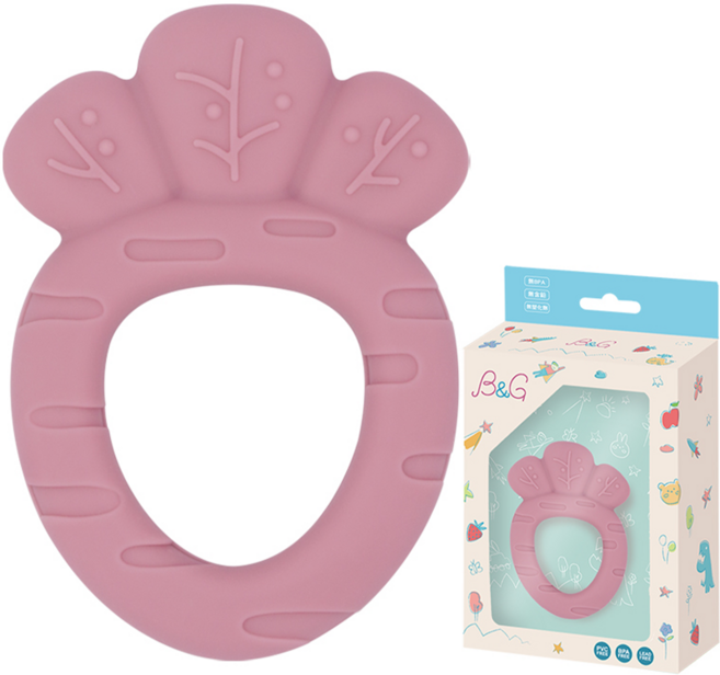 Baby Garden 咬咬派對 手握型固齒器 寶寶口腔期首選, 固齒器, 兔兔愛吃紅蘿蔔 粉色, 1個