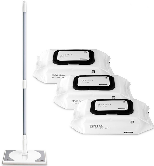살림백서 청소포용 막대걸레 + 물걸레 청소포 90매, 1세트