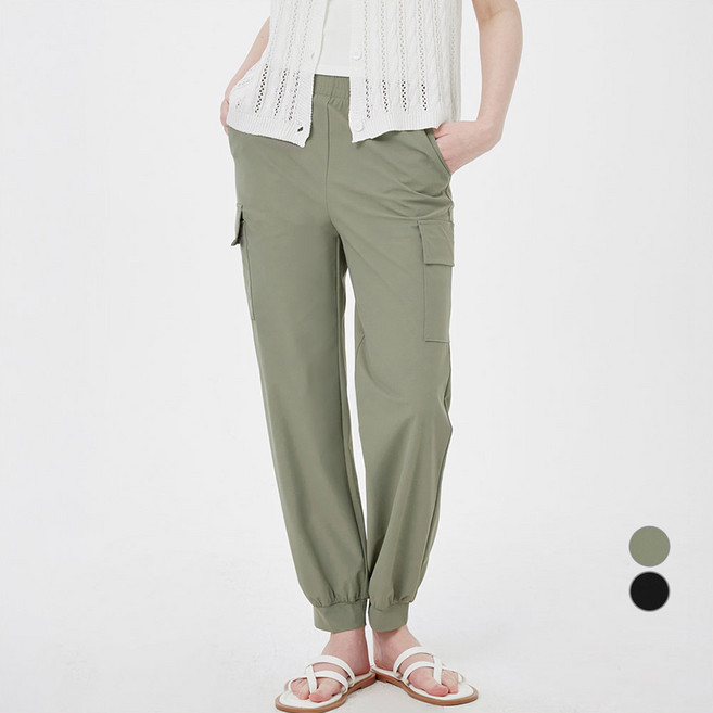 ELLE PARIS 여성용 쿨터치 스트레치 카고 조거 팬츠