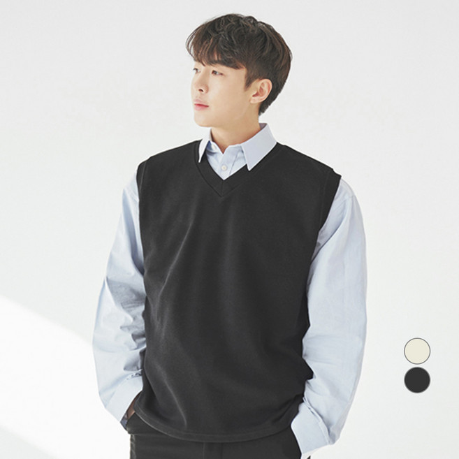 빅사이즈클럽 남성용 WAW 니트지 브이넥 조끼