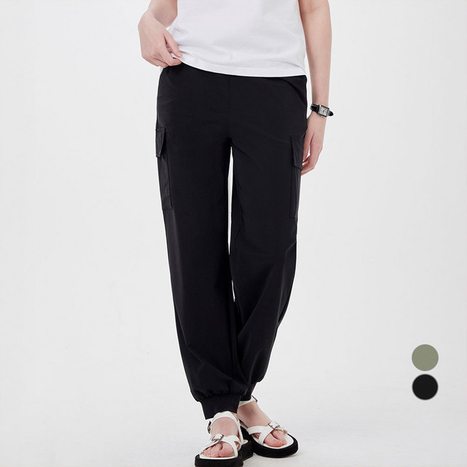 ELLE PARIS 여성용 쿨터치 스트레치 카고 조거 팬츠