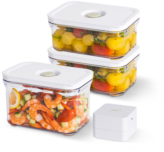 프랑코홈 창신리빙 파워바큠 진공용기 데일리 세트, 1세트, 진공용기 3종 + 진공펌프