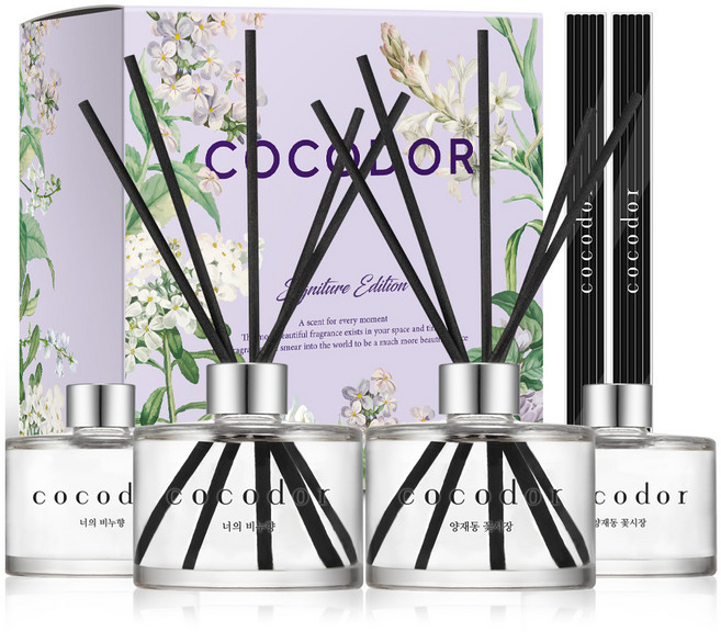 코코도르 퍼퓸 디퓨저, 너의비누향 + 양재동꽃시장, 200ml, 4개