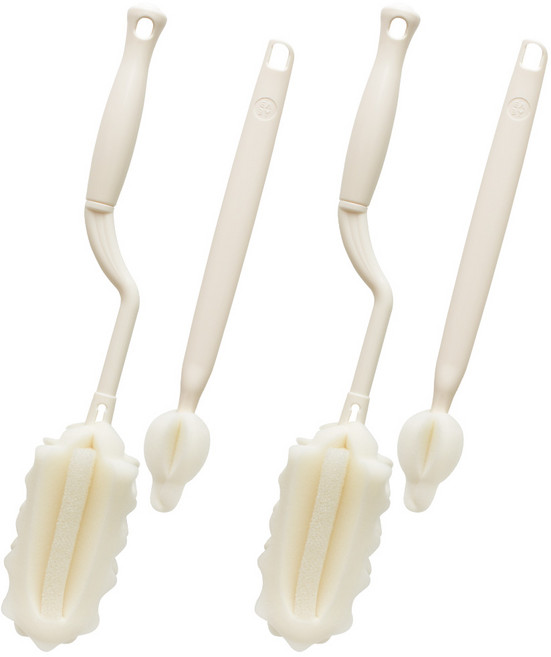 베이비앤아이 크림 롱 회전 젖병솔 2p + 젖꼭지솔 2p, 버터크림, 1세트