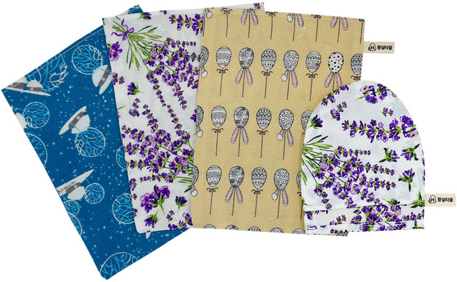 황실 사각 3종 + 라벤더 세안타올 세트, 혼합색상, 1세트