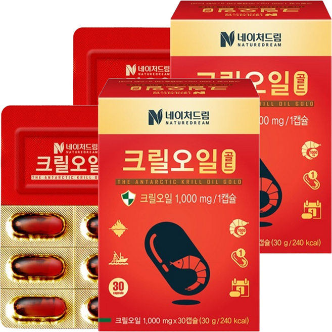 NATURE DREAM 磷蝦油膠囊 1000mg, 30顆, 2盒