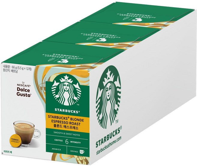 스타벅스 블론드 에스프레소 캡슐커피, 5.5g, 12개입, 3개