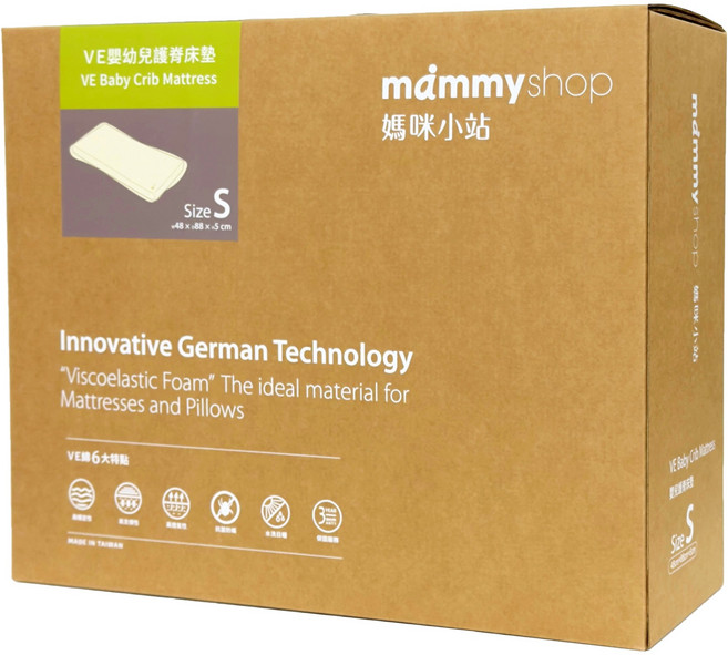 mammyshop 媽咪小站 VE 嬰兒護脊床墊, 白色, 1個