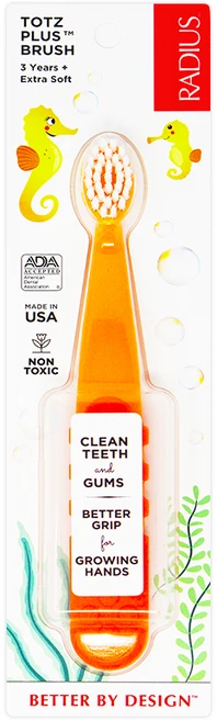 래디어스 토츠 플러스 3단계 유아 칫솔, 오렌지 + 피치, 1개입, 1개 - 쿠팡