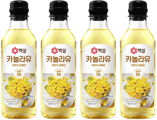 백설 카놀라유, 500ml, 4개