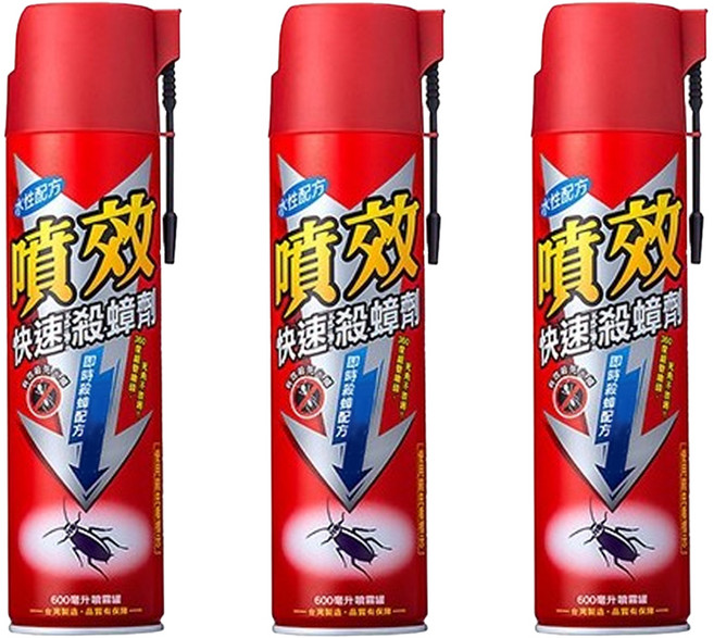 噴效 快速殺蟑劑, 600ml, 3瓶