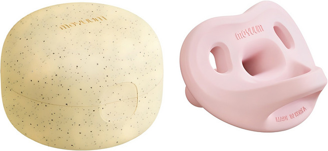 모윰 올 실리콘 마카롱 쪽쪽이 노리개젖꼭지 + 전용 케이스, 1단계(1~3개월), 코튼핑크, 1세트