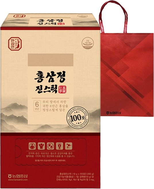 한삼인 홍삼정 진스틱 100p + 쇼핑백, 1kg, 1개