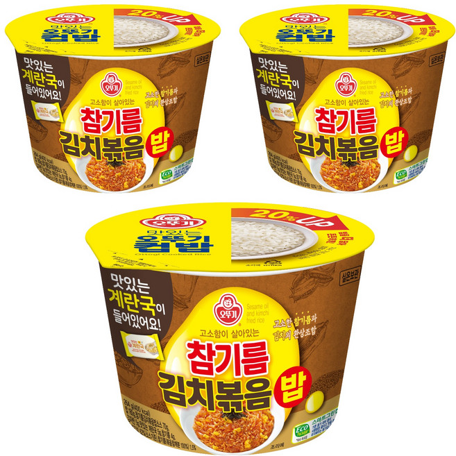 오뚜기 컵밥 참기름김치볶음밥+계란국, 264g, 3개