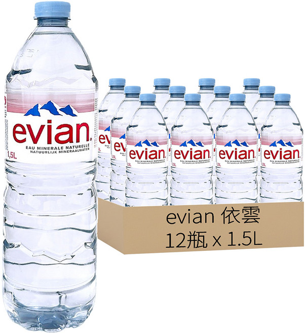 evian 依雲 法國原裝版 天然礦泉水, 1.5L, 12瓶