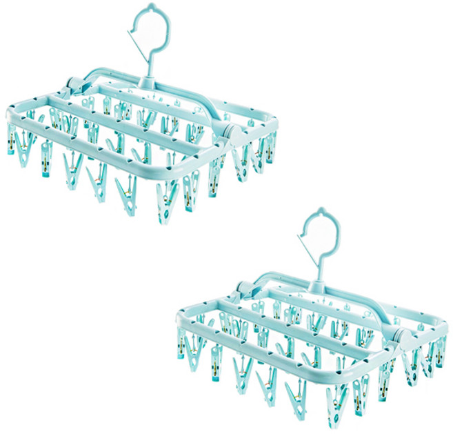 더자카 다용도 빨래 집게건조대 2개 세트, 블루