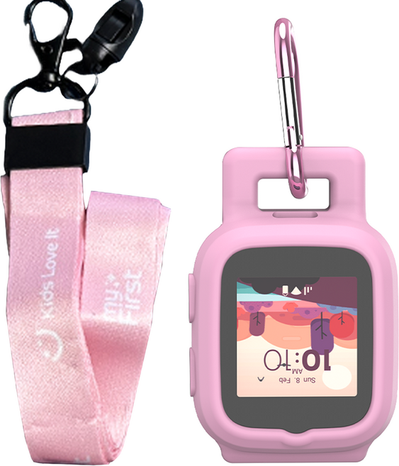my First FONE 兒童智慧手錶 S3系列 頸掛繩 + 登山扣環組, 粉紅色, 1套
