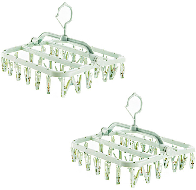 더자카 다용도 빨래 집게건조대 2개 세트, 그린