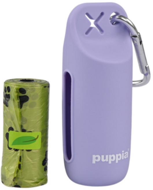 퍼피아 반려동물 실리콘 풉백 케이스 + 배변봉투 15p 세트, 퍼플, 1세트