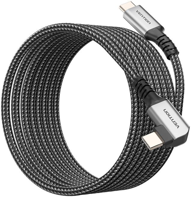 벤션 C타입-C타입 USB3.2 Gen1 5Gbps VR 헤드셋 90도 케이블, 5m, 메탈그레이, 1개