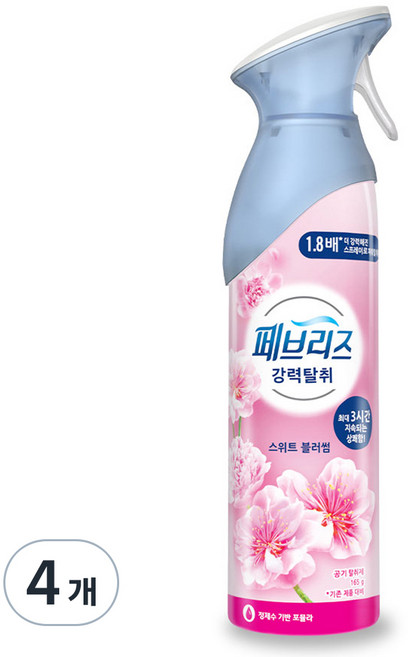 페브리즈 에어 실내 탈취제 스위트 블러썸 본품, 165g, 4개