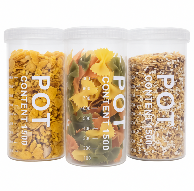 데일리픽 오곡 잡곡 투명 원형 밀폐용기 1.5L, 3개, 단품