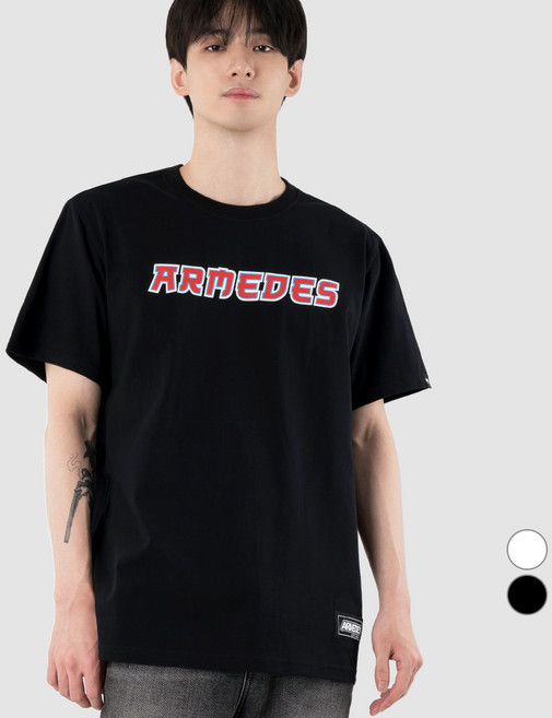 아르메데스 남성용 통기성 면 20수 아트 그래픽 반팔 티셔츠 AR-1006
