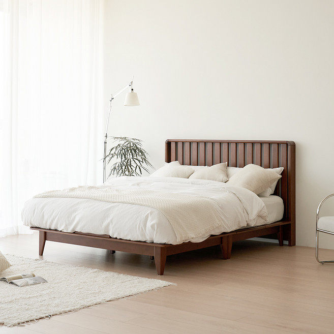 레이디가구 모브 원목침대 프레임 + 몬스터 필로우탑 80T 매트리스 세트 방문설치, 프레임(월넛) + 매트리스(샌드베이지)