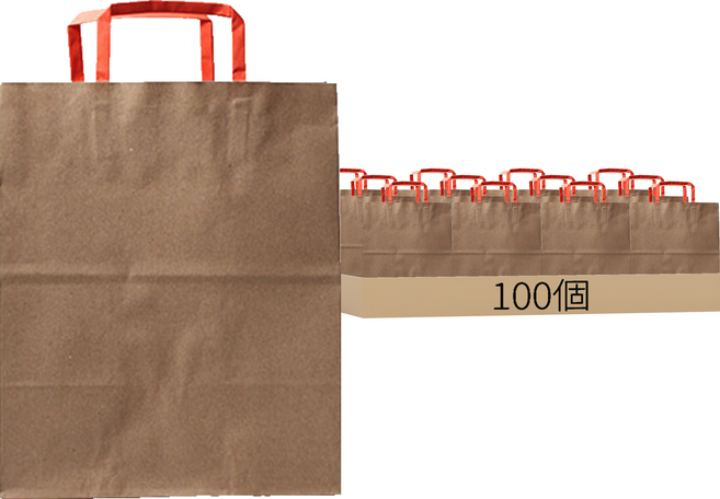牛皮紙手提購物袋, 混合顏色, 100個