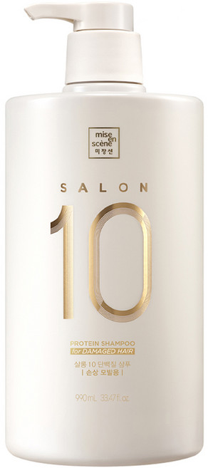 미쟝센 살롱 10 단백질 샴푸 손상 모발용, 990ml, 1개