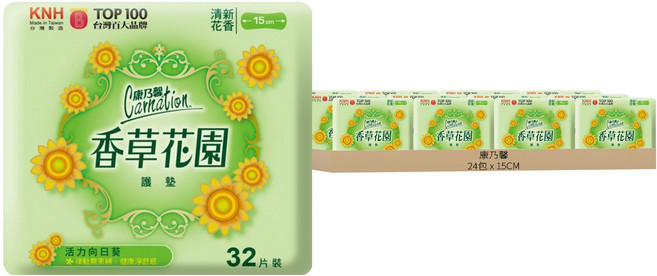 康乃馨 香草花園護墊 向日葵, 15cm, 32片, 24包