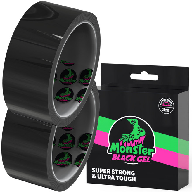 Monster Gel 超強力車用多功能矽膠黑色雙面膠帶 2m, 黑色, 2個