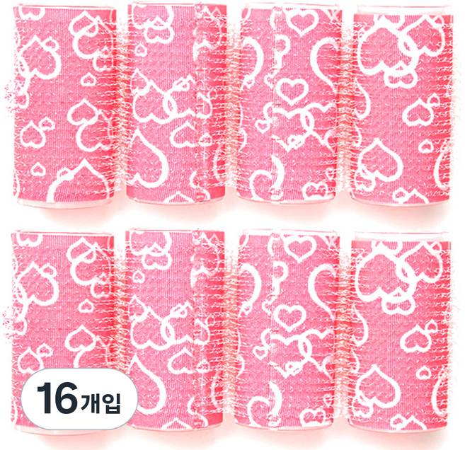 셀리본 헤어볼륨 롤스타 헤어롤 대형, 하트핑크, 16개