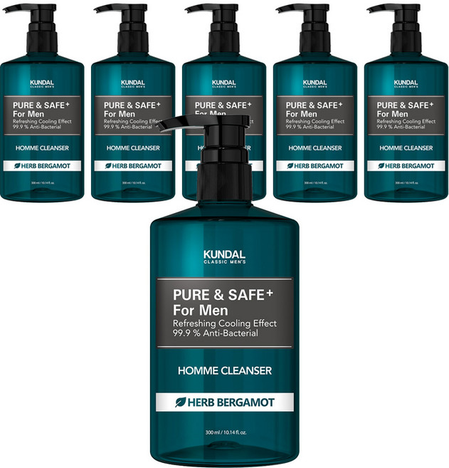 쿤달 퓨어 앤 세이프 쿨링 남성청결제, 300ml, 6개