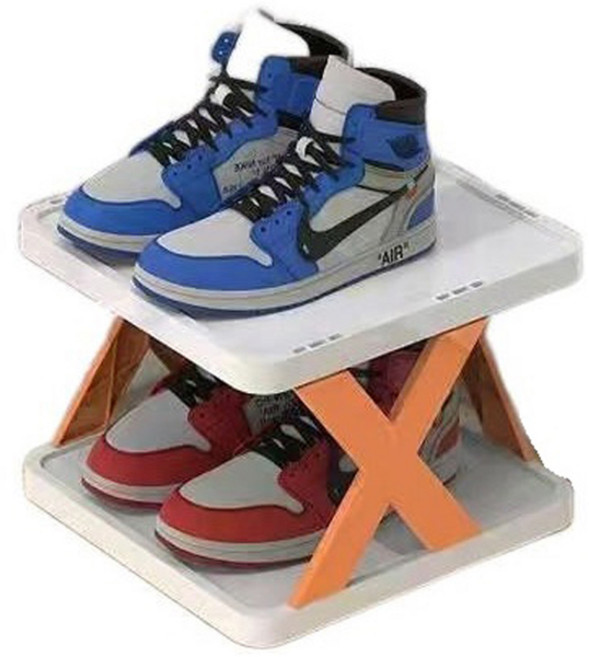 블루포그 공간 절약 접이식 신발장 2층, 01 주황색, 2단