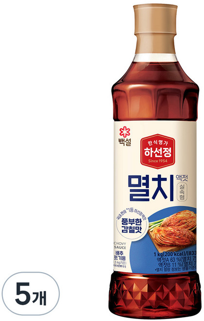하선정 알뜰형 멸치액젓, 1kg, 5개