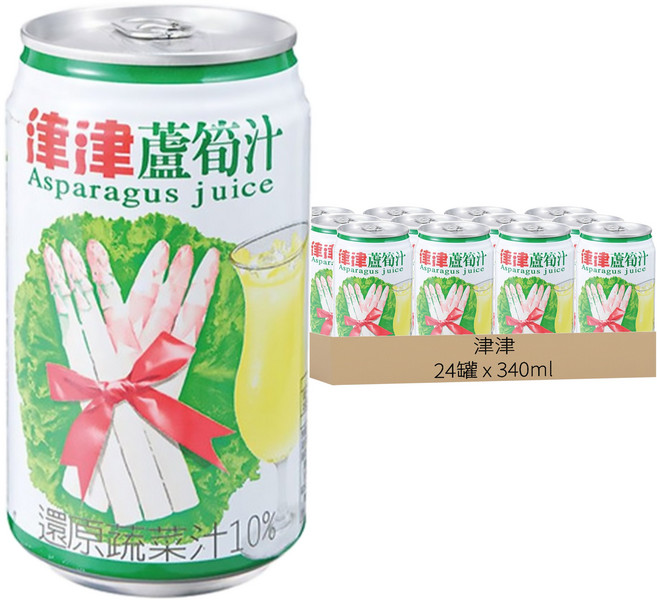 津津 蘆筍汁, 340ml, 24罐