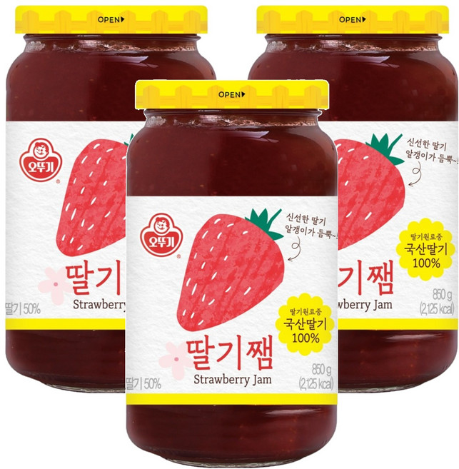 오뚜기 딸기쨈, 850g, 3개
