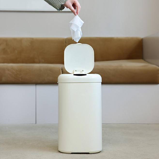 씨에스리빙 LVAI 슈잼 센서 휴지통 15L, 1개, 버터밀크