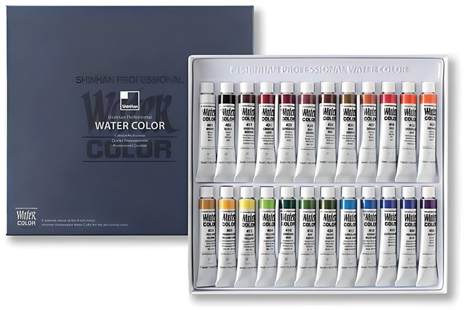 신한화구 전문가용 수채화물감 세트, 7.5ml, 24색