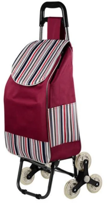 ROYALLIN 蘿林嚴選 六輪買菜籃車 紅條紋 鋁合金 牛津布, 1個