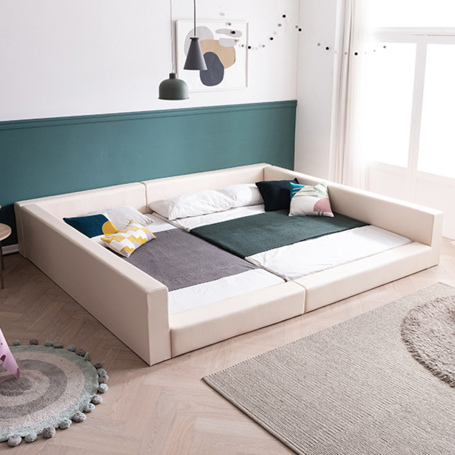 삼익가구 코지 가드형 패밀리 침대 프레임 + 본넬스프링 매트리스SS + 본넬스프링 매트리스Q 세트 방문설치, 아이보리